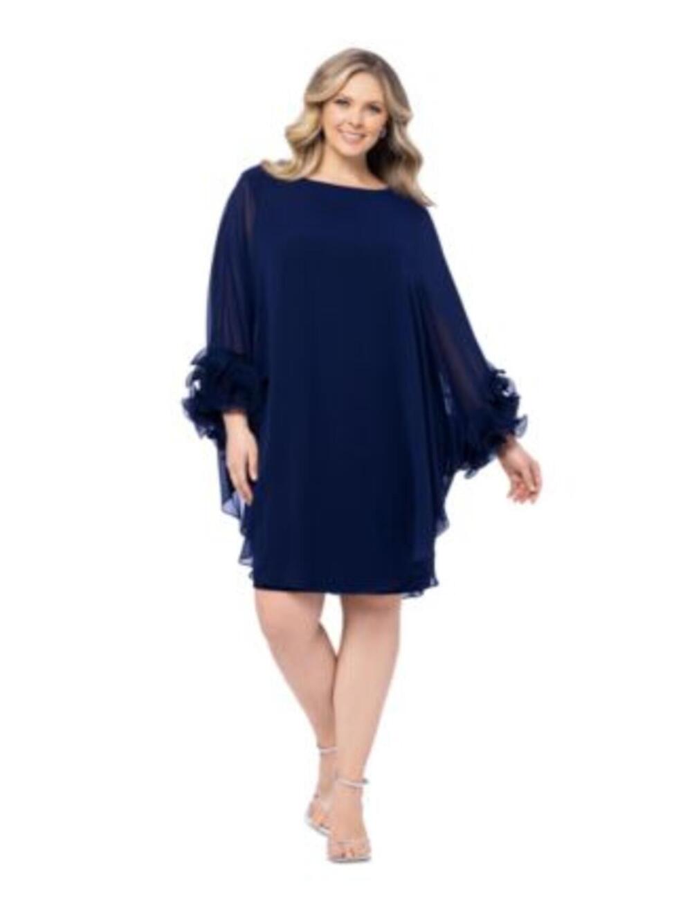 XSCAPE Plus Size Ruffle-Cuff Batwing-Sleeve Dress